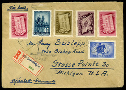 ÓHAT PUSZTAKÓCS 1948. Ajánlott Levél Az USA-ba Küldve, Postaügynökség Bélyegzéssel, Szükség Ragjeggyel  /  Reg. Letter T - Covers & Documents