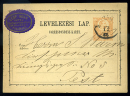 POZSONY 1872. Díjjegyes Levlap, Céges Levélzáróval  /  Stationery P.card, Corp. Seal - Used Stamps
