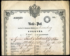 SZOMBATHELY 1853. Szignettás útlevél, Lukinich Pál Részére Kiállítva  /  Signed Passport Issued For Pál Lukinich - Covers & Documents