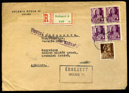 BUDAPEST 1944.11. Ajánlott Levél "Vissza Forgalom Szünetel" Bélyegzéssel ,1945. 08 (!) Pécs érk. Bélyegzéssel, Cenzúrázv - Covers & Documents