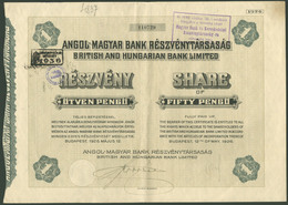 ANGOL - MAGYAR Bank Rt.  Részvény 1926  /  ENG.-Hun. Bank JSC Share - Unclassified