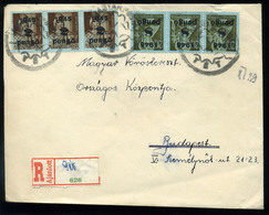 TÉT 1945. Ajánlott Levél Kisegítő Bélyegzéssel Budapestre Küldve / Period3 Domestic 20g Registered Cover 3x2P+3x8P PROVI - Covers & Documents