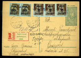 SAJÓVELEZD 1945. Ajánlott Levlap, Kézírásos érv és Postaügyn. Ragjeggyel Budapestre Küldve/ Period3 Domestic Registered  - Briefe U. Dokumente