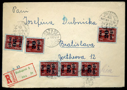 BUDAPEST 1945.10. Dekoratív Ajánlott Levél Csehszlovákiába Küldve / Period3 To Czechoslovakia 20g Registered Cover 6x20P - Covers & Documents