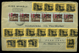 ÚJKÍGYÓS 1946. Levél 46 Db Bélyeggel, (elcsúszott Felülnyomás!) Budapestre / Period8 Domestic 20g Cover 6x Tl.2. (shifte - Covers & Documents