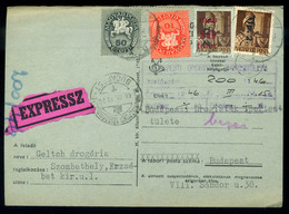 SZOMBATHELY 1946.03. Dekoratív Expressz Infla Levlap Budapestre / Period8 Domestic 20g EXPRESS Postcard 4 Stamps Szombat - Covers & Documents
