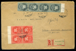 BUDAPEST 1946.03. Ajánlott Infla Levél Lovasfutár Bélyegekkel Az USA-ba / Period8 To USA 20g Registered Cover 4x50eP+4x1 - Covers & Documents