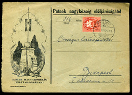 PUTNOK  1946.04. Irredenta Boríték Egybélyeges Lovasfutár Bérmentesítéssel Budapestre  /  Irredenta Cov. Single Stamp Di - Covers & Documents