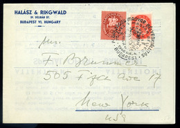 BUDAPEST 1946.Postázott Bélyeg árjegyzék New Yorkba / Period14 To USA 20g Printed Matter 500ep+1millioP Commemorative Bu - Briefe U. Dokumente