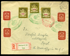 BUDAPEST 1946.07.09. Helyi Alkalmi Bélyegzésű Ajánlott Infla Levél / Local 20g Registered Cover 7 Stamps Without Value+c - Covers & Documents