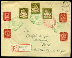 BUDAPEST 1946.07.09. Helyi Alkalmi Bélyegzésű Ajánlott Infla Levél / Local 20g Registered Cover 7 Stamps Without Value+c - Storia Postale