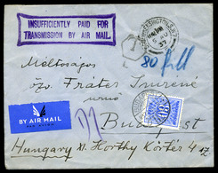 1937. Dekoratív Légi Levél Angliából 80f Portózással  /   Decorative  Airmail Letter 80f Postage Due - Covers & Documents