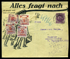 1923. Levél Németországból, Igen Ritka 4 Címletű, Négybélyeges Inflációs Portózással  /  Letter From Germany Very Rare 4 - Covers & Documents