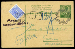 MITROVICA 1941. Jugoszláv Díjjegyes Levlap 12f Portózással M.kir.posta Bélyegzéssel, Cenzúrázva, Kiskőszegre Küldve,érde - Covers & Documents