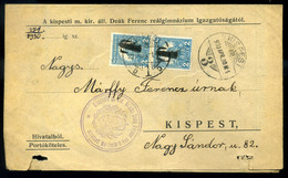 KISPEST 1930. Helyi Levél, Szükség Portó Bélyegekkel!  /  Local Letter Improvised Postage Due Stamps - Briefe U. Dokumente