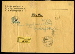 1906. Hivatalos Ajánlott Levél Lengyel Területről Budafokra Küldve, Felezett Portózással  /  Official Reg. Letter From P - Usati