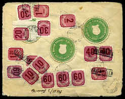 BUDAPEST 1947. Levél Hátlap, Többszörös Portózással, 7 Címlet , 16 Bélyeg!  /  Letter Back Multiple Postage Due 7 Denom. - Storia Postale