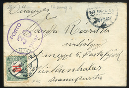 BUDAPEST 1917. Levél Kiskunhalasra Küldve 10f Portózással és Ritka 30f Portóbélyegzéssel (hátul Hiány)  /  Letter To Kis - Usati