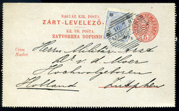 1895. Kétnyelvű Zárt 5Kr-os Díjjegyes Lap Osztrák Felhasználással! Szép álvegyes Bérmentesítés!  /  Bilingual Sealed 5 K - Briefe U. Dokumente