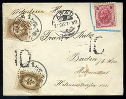 ARAD 1897. Levél, Osztrák Bélyeggel Feladva Badenbe Küldve 10kr Portózással, Látványos, érdekes Darab!  /  Letter Austri - Covers & Documents