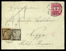 BUDAPEST 1895. 5Kr-os Levél Mizza-ba Küldve, Vegyes Francia Portózással. Kiállítási Darab!  /  5 Kr Letter To Mizza Mixe - 1859-1959 Covers & Documents