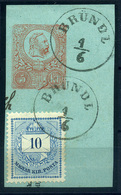 BRÜNDL Utalvány Kivágás,  Szép  Bélyegzés , Vegyes Bérm.  /   Postal Money Order  Excision Nice Pmk, Mix Frank - Used Stamps