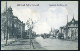NYÍREGYHÁZA 1915. Vasúti út Villamos, Régi Képeslap  /  Tram, Vintage Pic. P.card - Hungary