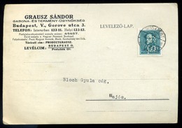 BUDAPEST 1936. Céges Levlap, Céglyukasztásos Bélyeggel, Grausz Sándor  /  Corp. P.card Corp. Punched Stamp - Briefe U. Dokumente