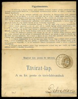 HOSSZÚPÁLYI 1892. Díjjegyes Távirat Lap 2*3Kr Kiegészítéssel Debrecenbe Küldve  /   Stationery  Telegraph Card 2*3 Kr Up - Used Stamps