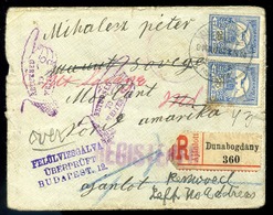 DUNABOGDÁNY 1915. Ajánlott Levél Az USA-ból Visszaküldve  /  Reg. Letter Returned From USA - Used Stamps