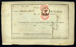 KARLSTADT 1867. Tértivevény 5 Kr Párral Ritka!   /  Return Receipt 5 Kr Pair Rare - Used Stamps