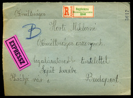 NAGYBEREZNA 1942. Expressz-ajánlott Levél, Kétnyelvű Bélyegzéssel és Ragjeggyel Budapestre  /  Express-reg. Letter Bilin - Covers & Documents