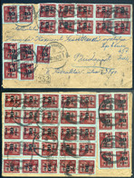 RÁBAHÍDVÉG 1945.11.19. Érdekes Infla Levél 49db Bélyegell + Kp. Bérm. Kisegítő Bélyegzéssel Budapestre. Kiállítási Darab - Covers & Documents