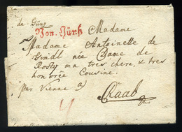 KŐSZEG 1788. Szép Portós Levél, Piros "Von.Güns" Győrbe Küldve. (350p)  /  1788 Nice Unpaid Letter , Red "Von Güns" To G - ...-1867 Prephilately