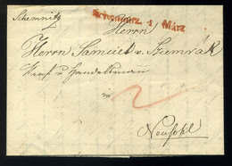 SELMECBÁNYA 1832. Portós Levél, Piros ,dátumos "SCHEMNITZ" Bélyegzéssel Besztercebányára Küldve,tartalommal. (G:400p)  / - ...-1867 Prephilately