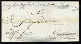 FIUME 1822. Dekoratív Levél, Kék Bélyegzéssel Castelnuovo-ba Küldve  /  1822 Decorative Letter Blue Pmk - Croatia