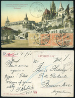 BUDAPEST 1912. Képeslap, Előoldali, Céglyukasztásos Bélyeges Bérmentesítéssel Argentínába Küldve, Ritka Kiállítási Darab - Used Stamps