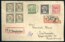 POZSONYLIGETFALU 1917. 6Dekoratí, Ajánlott Díjjegyes Boríték  Németországba Küldve  /  Decorative Reg.  Stationery  Cov. - Used Stamps