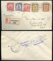 POZSONYLIGETFALU 1917. Dekoratív, Ajánlott Vegyes Bérmentesítésű Levél Németországba Küldve   /   Decorative  Reg. Mix.  - Used Stamps