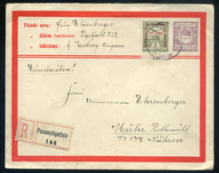 POZSONYLIGETFALU 1917. Ajánlott , Kiegészített  Díjjegyes Boríték Németországba Küldve  /  Reg. Uprate  Stationery  Cov. - Used Stamps