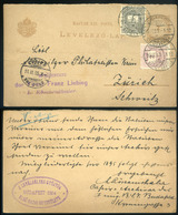 BUDAPEST 1895. Dekoratív, Bélyegkereskedői, Kiegészített Díjjegyes Levlap Svájcba Küldve  /  Decorative Stamp Merchant U - Used Stamps