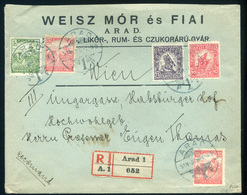 ARAD 1918. Dekoratív Ajánlott Céges Levél Bécsbe Küldve  /   Decorative  Reg. Corp. Letter To Vienna - Used Stamps