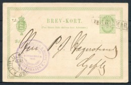 1890 Denmark 5 Ore Stationery Postcard Copenhagen Steamship Agent - Sweden. FRA DANMARK Paquebot PKXP Railway TPO - Brieven En Documenten