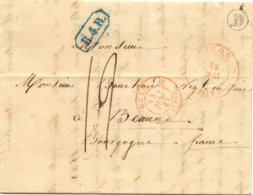 BELGIQUE - CAD LIEGE + BOITE D  SUR LETTRE AVEC TEXTE DE CHENEE  POUR LA FRANCE, 1841 - 1714-1794 (Paesi Bassi Austriaci)