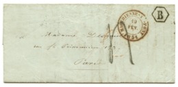 BELGIQUE - CAD MARCHIENNE AU PONT + BOITE B  SUR LETTRE AVEC TEXTE DE MARCHIENNE  POUR LA FRANCE, 1851 - 1849-1865 Medaillons (Varia)