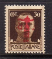 EMISSIONI LOCALI ALESSANDRIA 1944 VARIETÀ VARIETY SOPRASTAMPA CAPOVOLTA OVERPRINTED CENT. 30c MNH FIRMATO SIGNED - Lokale/autonome Uitgaven