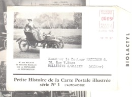 PARIS 105 EMA N1113 Ob 1957 F Imprimé Sur Enveloppe Illustrée Publiciaire Médicament BIOLACTYL - EMA (Printer Machine)