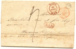 BELGIQUE - CAD MONS + BOITE B  SUR LETTRE AVEC TEXTE DE QUAREGNON  POUR LA FRANCE, 1843 - 1830-1849 (Belgio Indipendente)