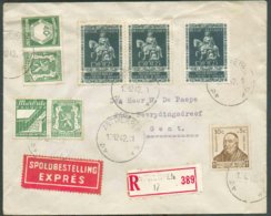 PU81-86-tp N°593-608(3) Obl. Sc ANTWERPEN 17 Sur Enveloppe Recommandée Et Exprès (Etiq.) Du 13-12-1942 Vers Gand. - TB - Covers & Documents