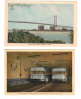 2 Different WINDSOR, Ontario, Canada, Ambassador Bride & Tunnel Buses, Old WB Postcards, Essex County - Windsor